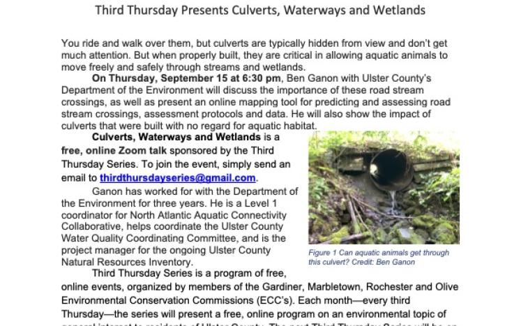 September 15 - Culverts, Waterways, and Wetlands